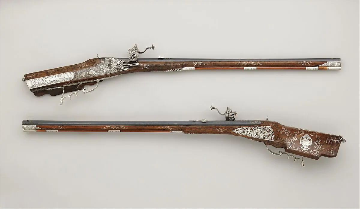 Pair of Wheellock Rifles Made for Emperor Leopold I (1640–1705) — Caspar Neireiter