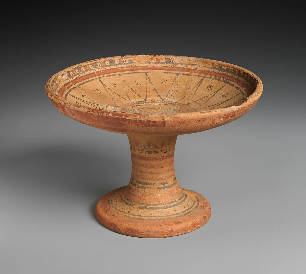 Terracotta stemmed dish — Unknown