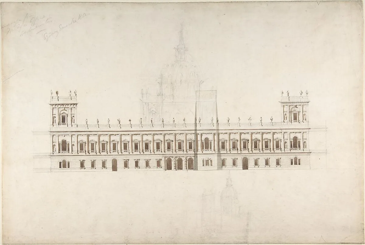 Drawing for Foreign Office, Westminster, for competition of 1857 — Sir Robert Smirke