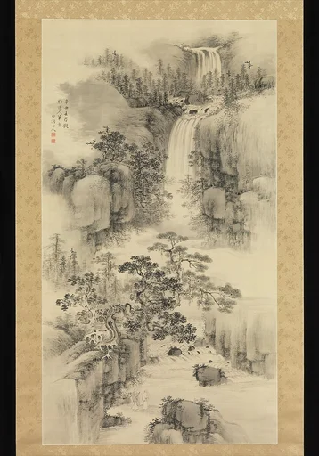 観瀑山水図|Landscape with Waterfall