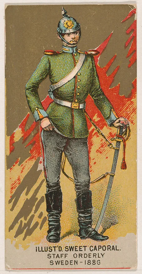 Staff Orderly, Sweden, 1886, from the Military Series (N224) issued by Kinney Tobacco Company to promote Sweet Caporal Cigarettes — Kinney Brothers Tobacco Company