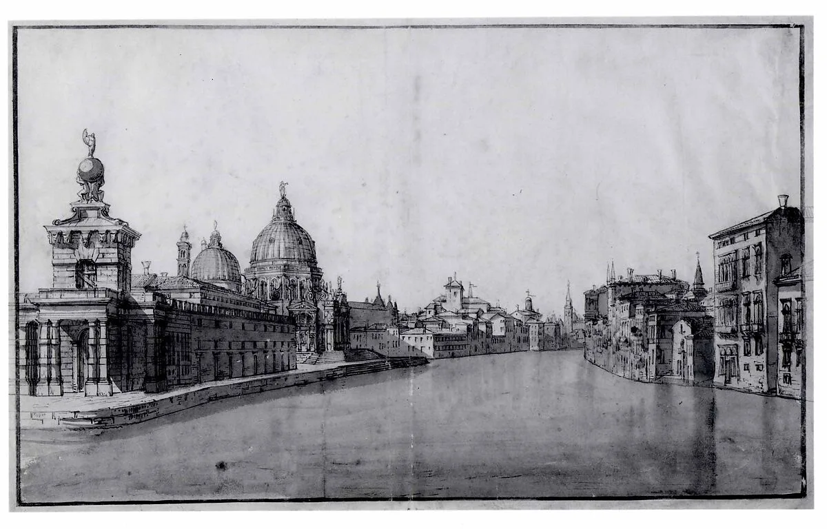The Entrance to the Grand Canal, with the Dogana da Mar and Santa Maria della Salute on the Left — Bernardo Bellotto