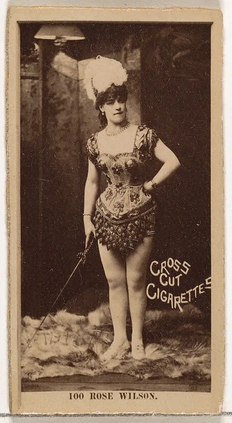 Card Number 100, Rose Wilson, from the Actors and Actresses series (N145-2) issued by Duke Sons & Co. to promote Cross Cut Cigarettes — W. Duke, Sons & Co.