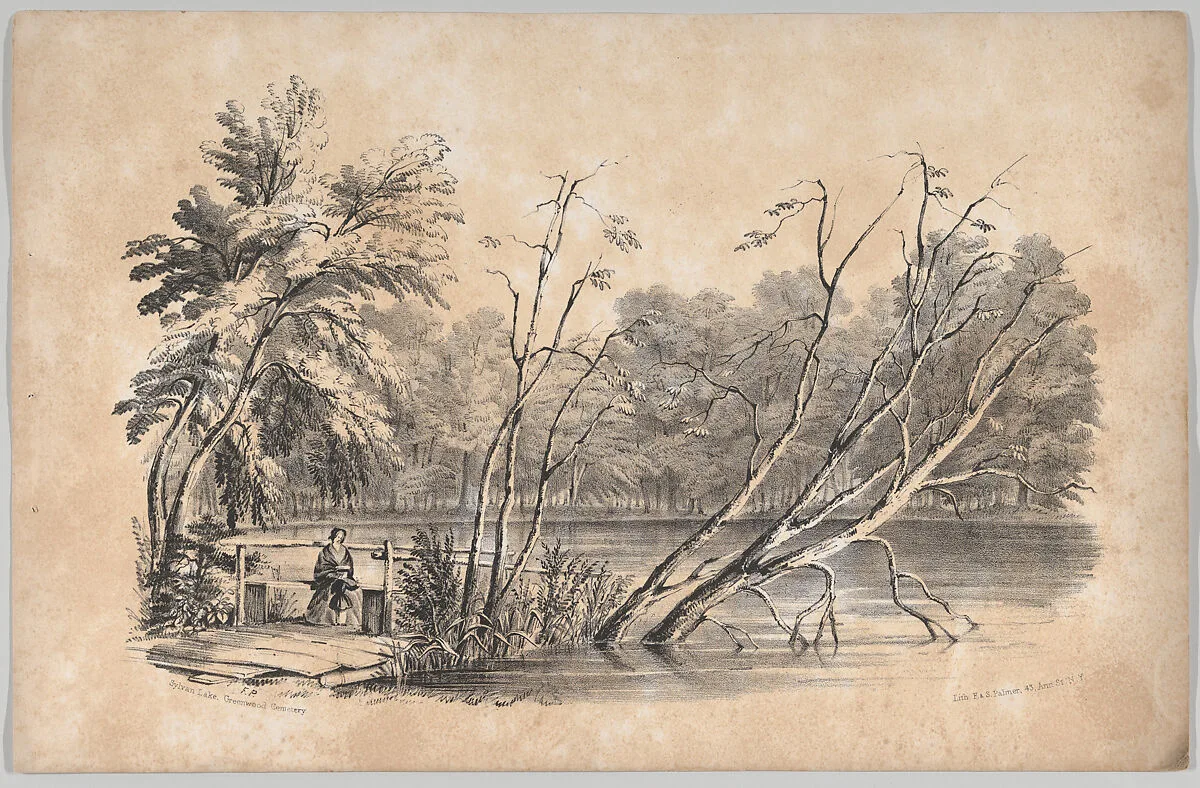 Sylvan Lake, Greenwood Cemetery, in: The New York Drawing Book, Containing a Series of Original Designs and Sketches of American Scenery, No. 2 — Francis & Seymour Palmer|Frances Flora Bond Palmer|W. H. Graham