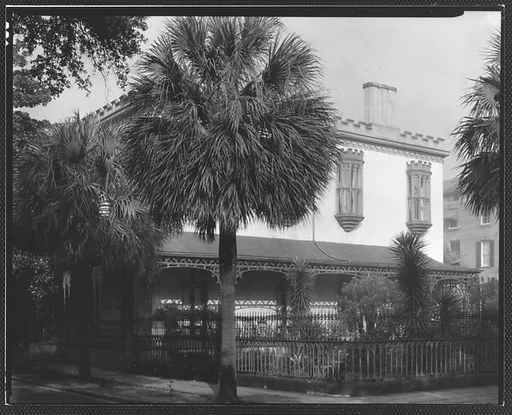 [Gothic Revival House with Cast-Iron Porch and Bay Windows, Charles H. Green House, Savannah, Georgia]