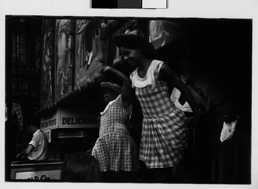 [Three 35mm Film Frames: World Circus Sideshow Dancers, New York]