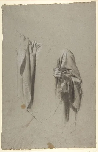 Drapery Study for Saint Remi (middle register; study for wall paintings in the Chapel of Saint Remi, Sainte-Clotilde, Paris, 1858)