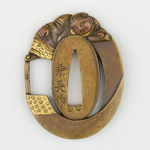 Sword Guard (<i>Tsuba</i>) Depicting Hanshan and Shide (寒山拾得図鐔)