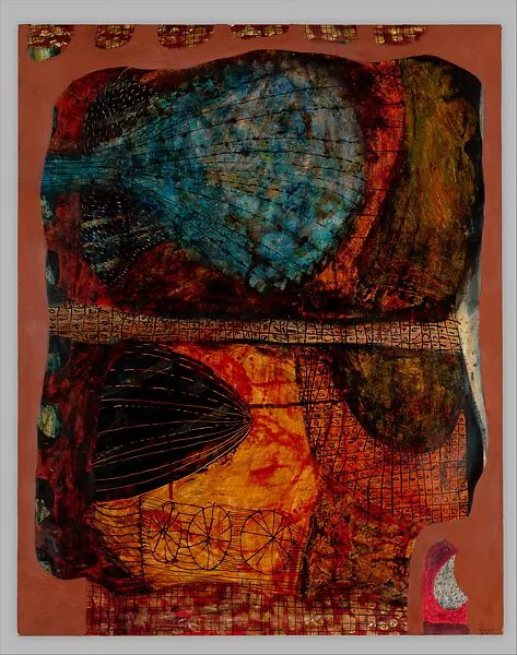 Male Head in Red Landscape — Joseph Glasco