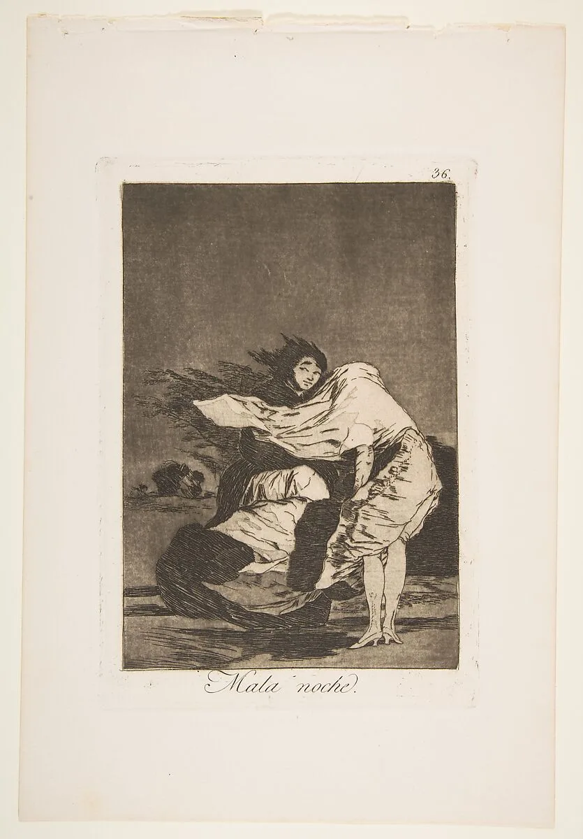 Plate 36 from "Los Caprichos": A bad night (Mala noche) — Goya (Francisco de Goya y Lucientes)