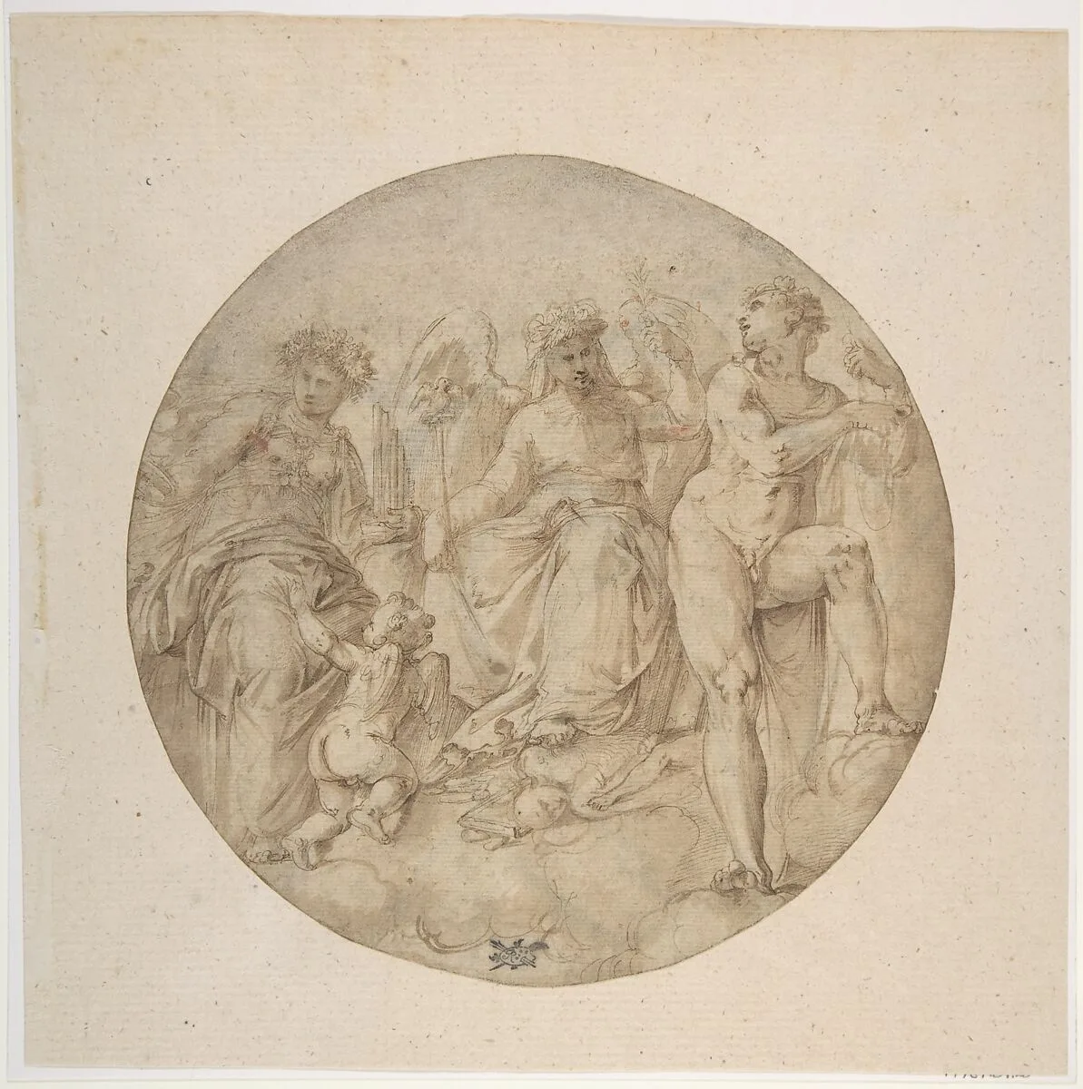 Three Allegorical Figures in a Roundel — Battista Franco