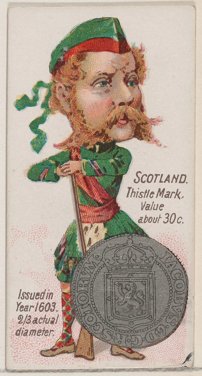 Scotland, Thistle Mark, from the series Coins of All Nations (N72, variation 1) for Duke brand cigarettes — W. Duke, Sons & Co.