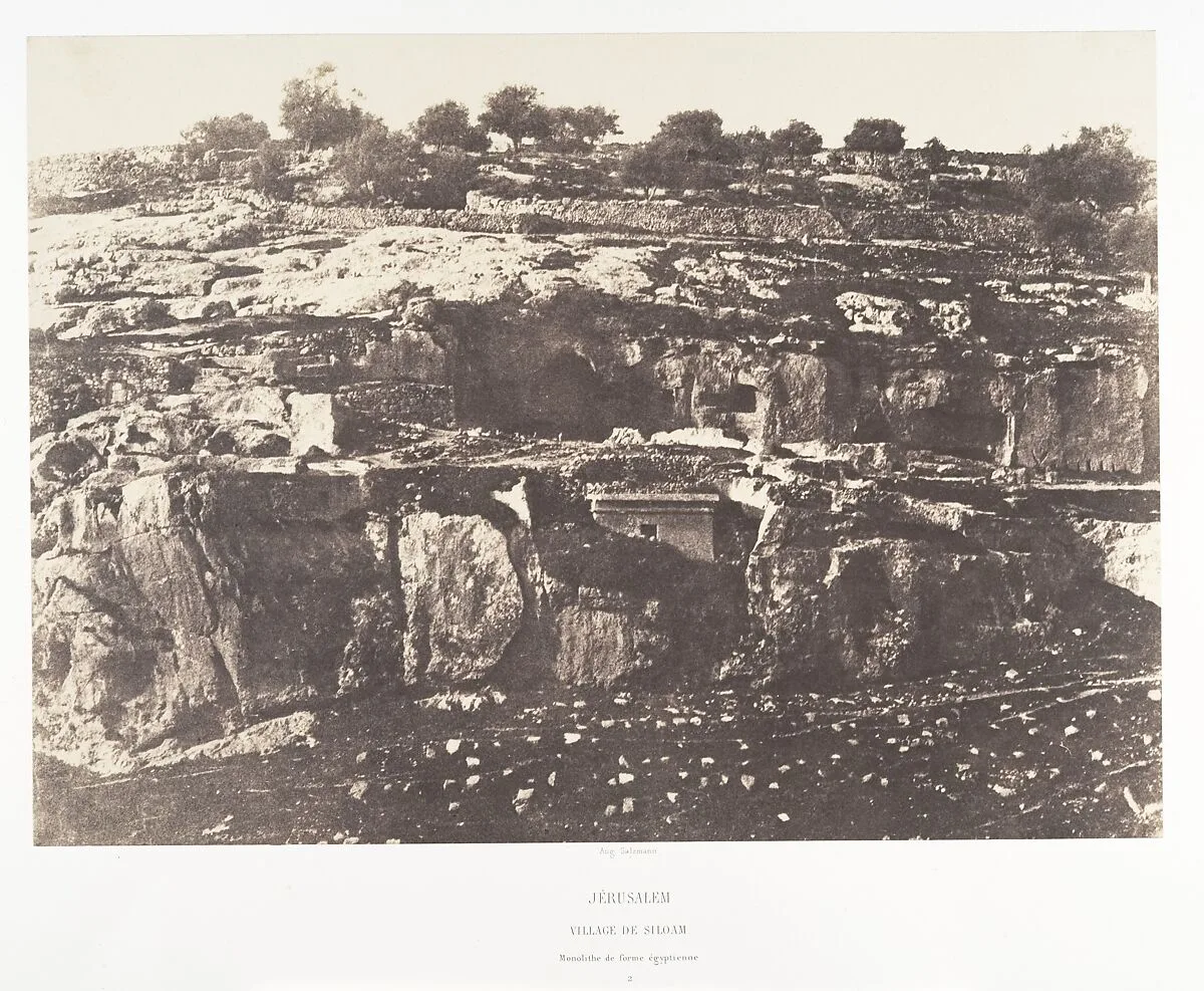 Jérusalem, Village de Siloam, Monolithe de forme égyptienne, 2 — Imprimerie photographique de Blanquart-Évrard, à Lille|Auguste Salzmann
