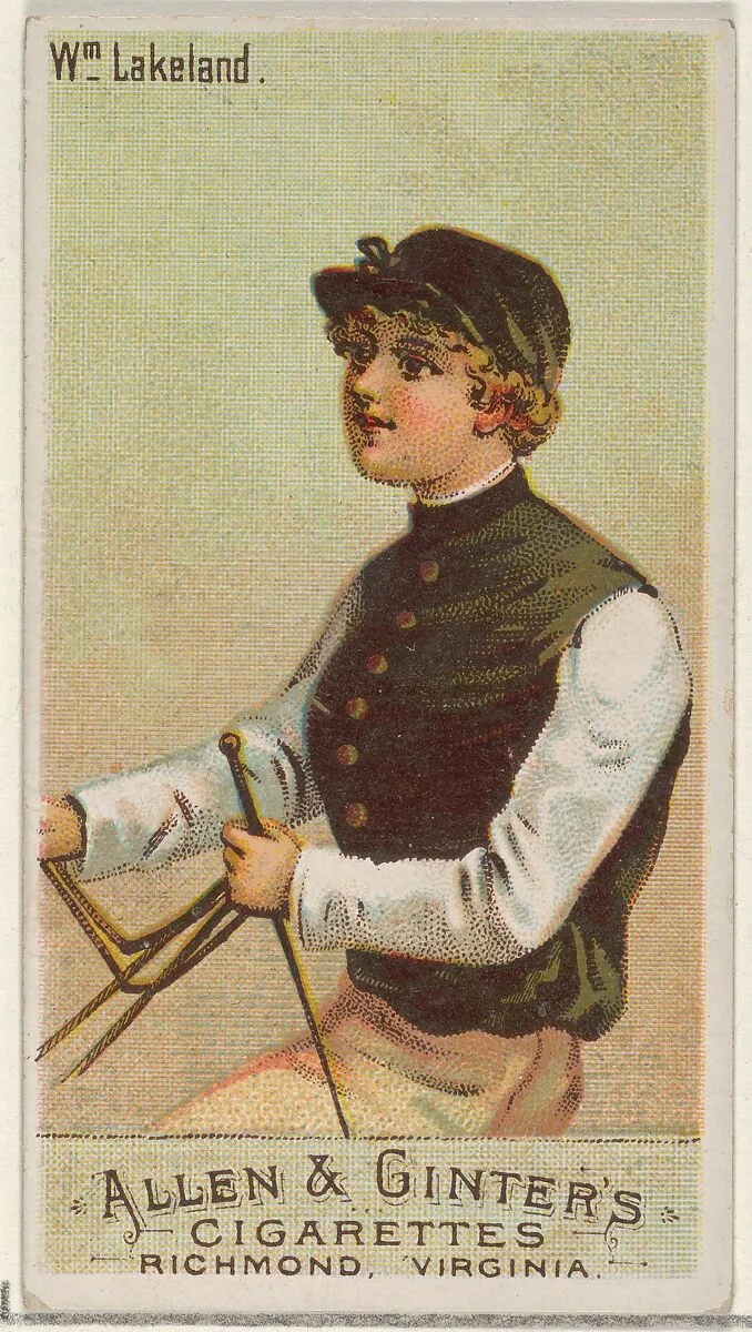William Lakeland, from the Racing Colors of the World series (N22a) for Allen & Ginter Cigarettes — Allen & Ginter