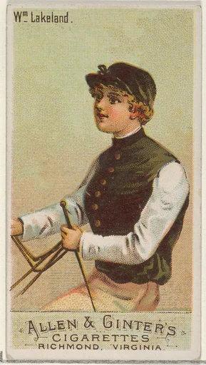 William Lakeland, from the Racing Colors of the World series (N22a) for Allen & Ginter Cigarettes