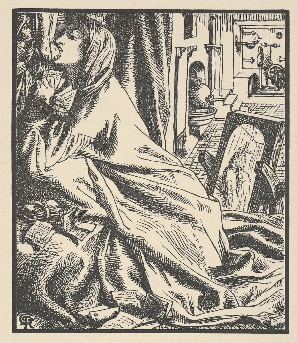Mariana in the South (Illustration for "The Palace of Art" in Tennyson's Poems, New York, 1903) — Dante Gabriel Rossetti|William James Linton|New Amsterdam Book Company