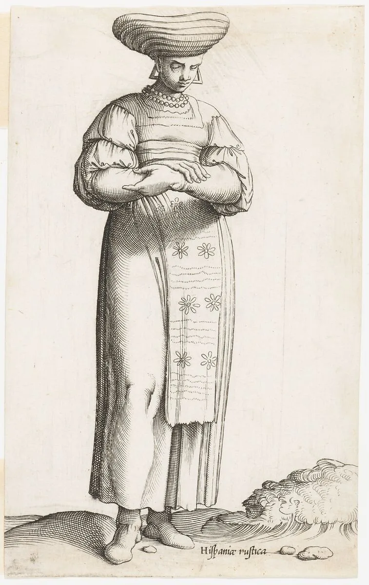 Costume Plate: Hispania Rustica mul. (with label on ground) — Enea Vico