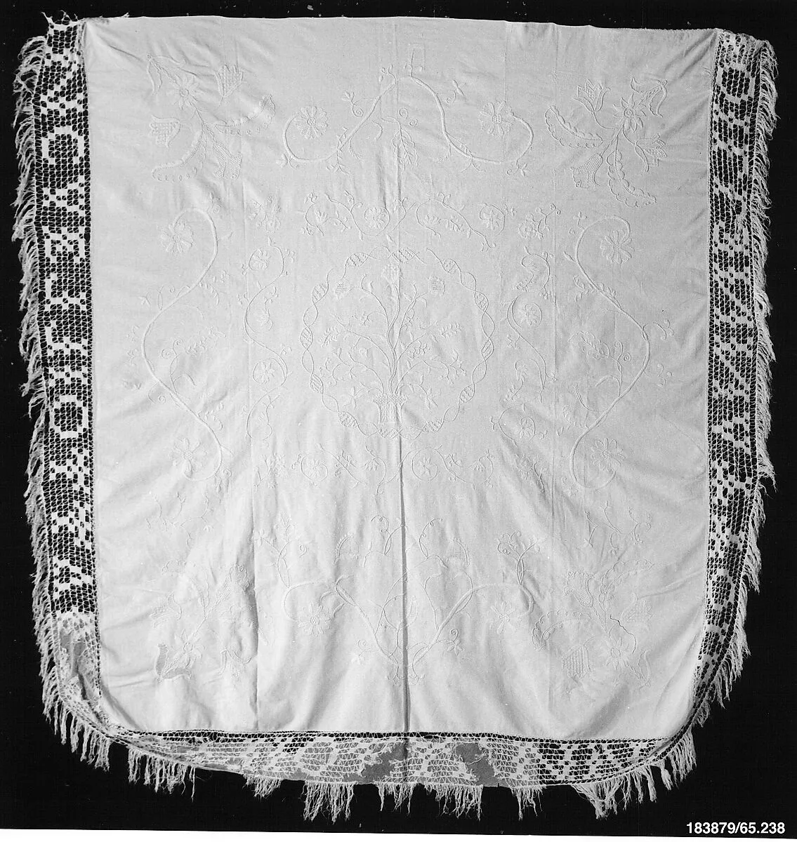 Embroidered whitework coverlet — Ann (Nancy) Elliott Grigg