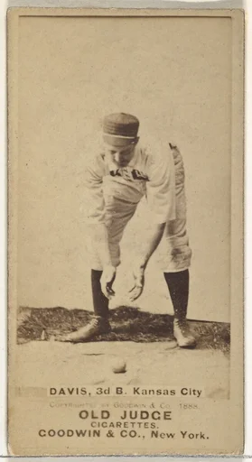 James J. "Jumbo" Davis, 3rd Base, Kansas City Cowboys, from the Old Judge series (N172) for Old Judge Cigarettes