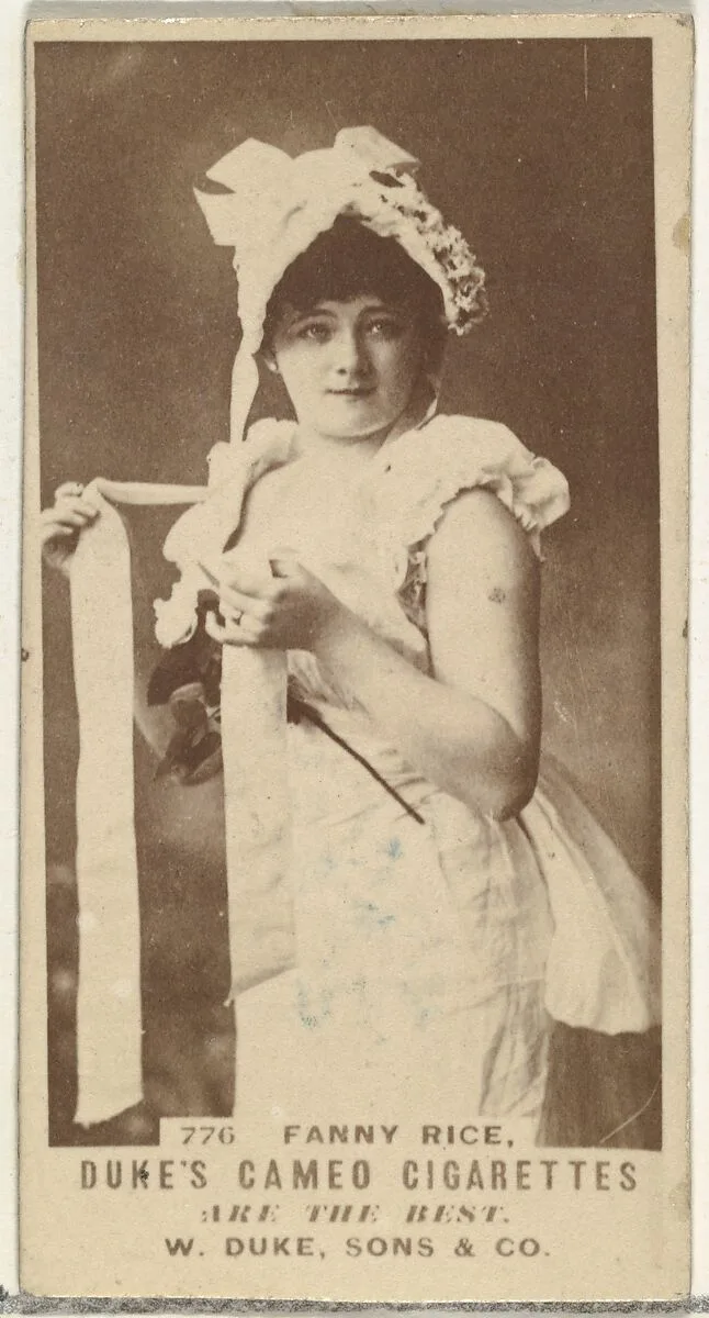 Card Number 776, Fanny Rice, from the Actors and Actresses series (N145-5) issued by Duke Sons & Co. to promote Cameo Cigarettes — W. Duke, Sons & Co.
