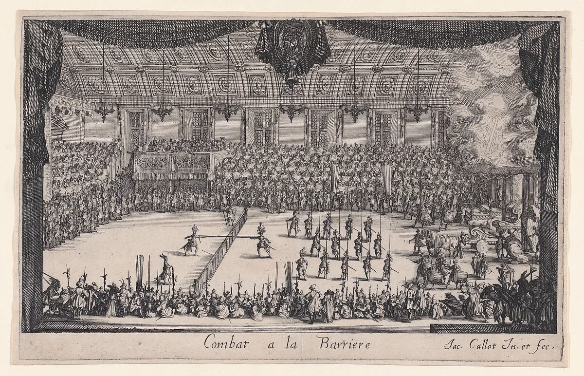 Le Combat (The Combat), from Le Combat a la Barrière in the Palace at Nancy by Henri Humbert, printed by Sebastien Phillipe — Jacques Callot|Henri Humbert
