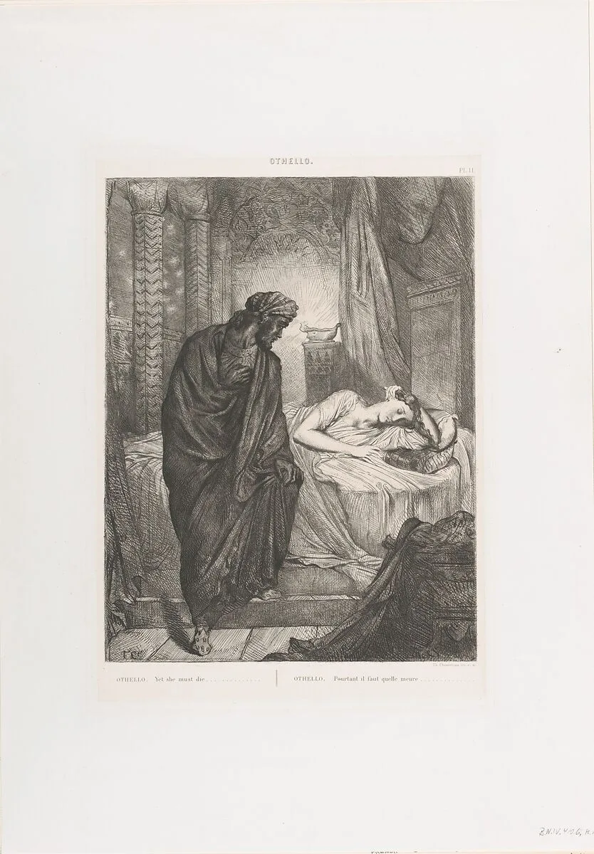 "Yet she must die": plate 11 from Othello (Act 5, Scene 2) — Théodore Chassériau|William Shakespeare
