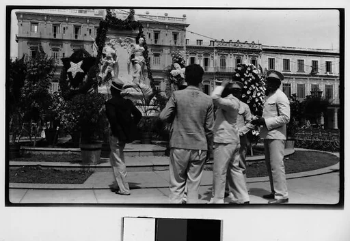 [Officers at Public Ceremony in Front of Jose Marti Statue, Central Park, Havana]