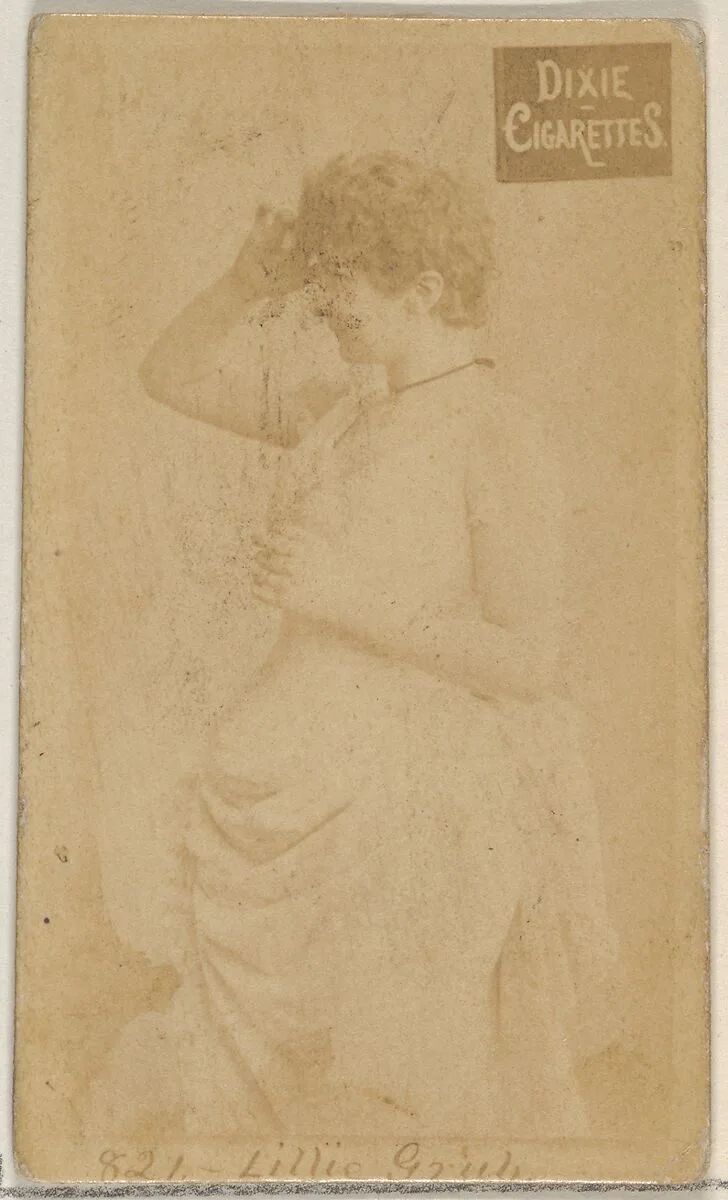 Card 821, Lillie Grub, from the Actors and Actresses series (N45, Type 7) for Dixie Cigarettes — Allen & Ginter