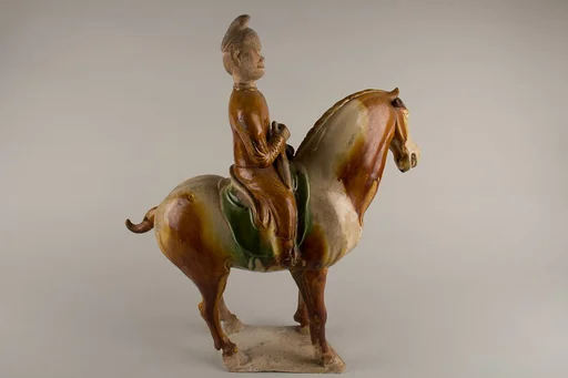 唐 三彩陶騎馬俑|Horse and rider