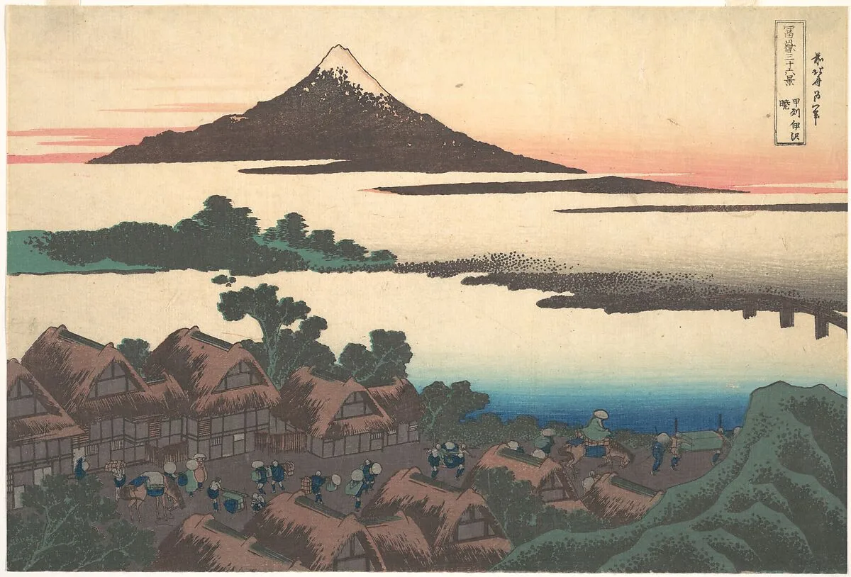 冨嶽三十六景 甲州伊沢暁|Dawn at Isawa in Kai Province (Kōshū Isawa no akatsuki), from the series Thirty-six Views of Mount Fuji (Fugaku sanjūrokkei) — Katsushika Hokusai