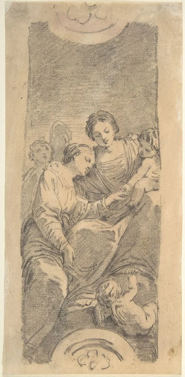 The Mystic Marriage of Saint Catherine — Jean Honoré Fragonard|Mattia Preti (Il Cavalier Calabrese)