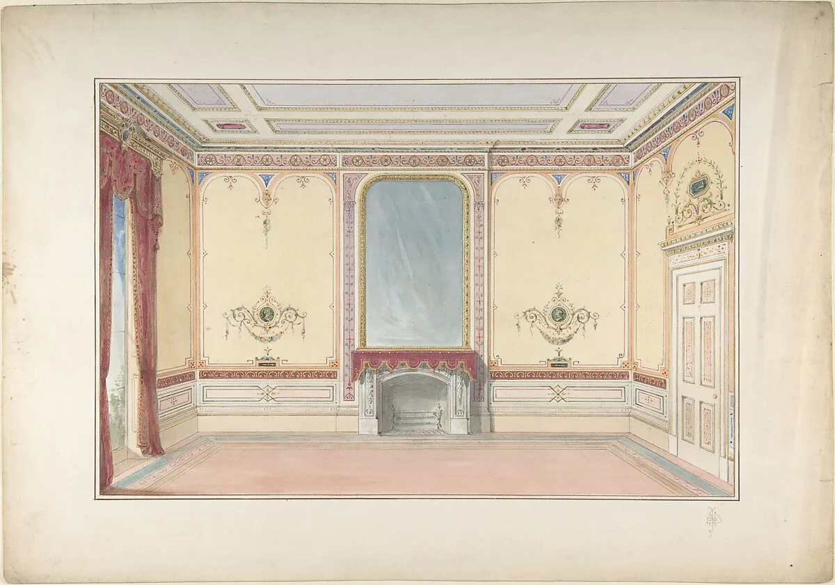 Interior: Fireplace wall — John Gregory Crace