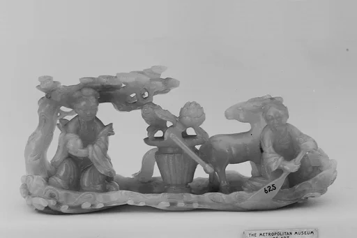 清 玉雕仙筏|Daoist fairy with attendant on a raft