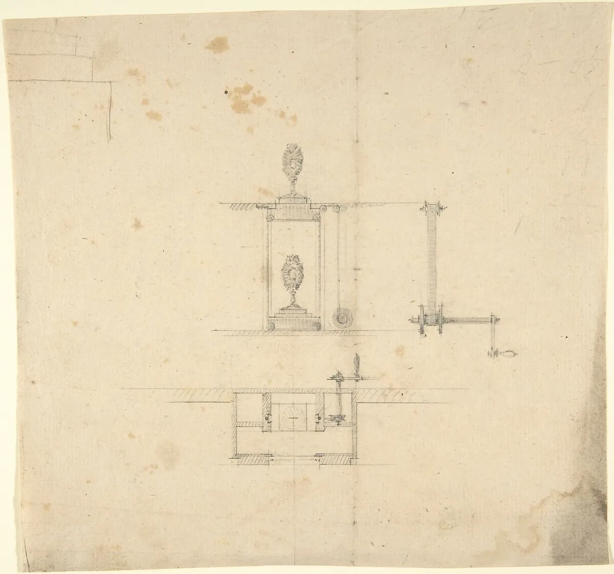 Design for a Machine to Raise and Lower Machinery — Anonymous, German, 19th century
