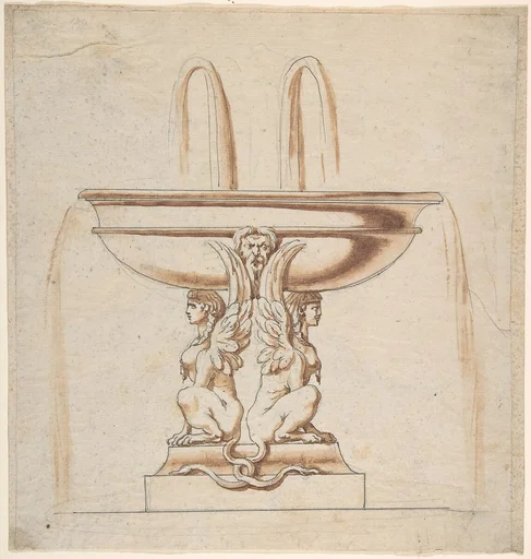 Design for a Fountain: Bowl Supported by Two Sphynxes