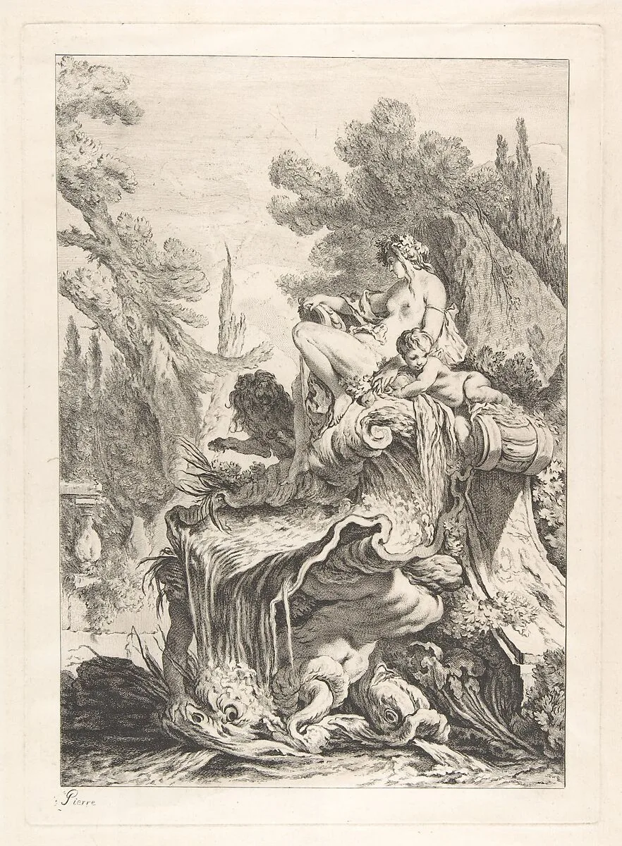 The Seated Nymph (Une fontaine avec une naïade assise sur une conque) — Jean-Baptiste Marie Pierre