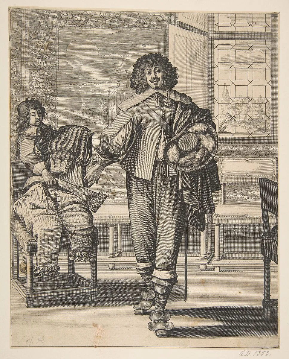 Courtier Following Edict Against Superfluity in Dress (Le Courtisan suivant le dernier édit) — Abraham Bosse|Jean I Leblond