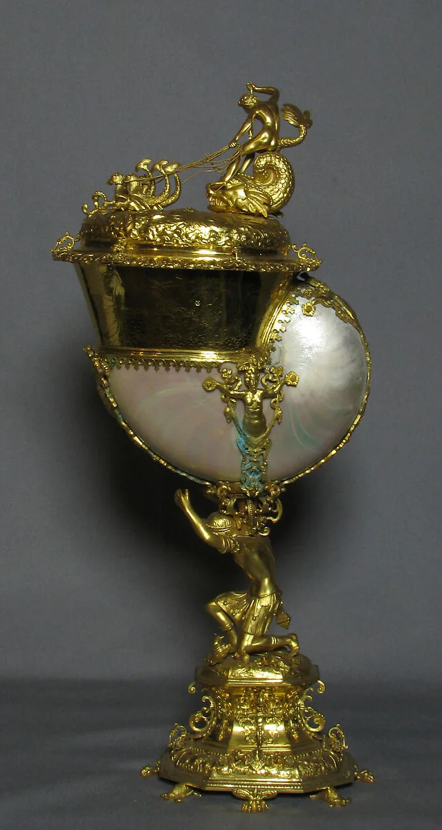 Nautilus shell cup with cover — Unknown