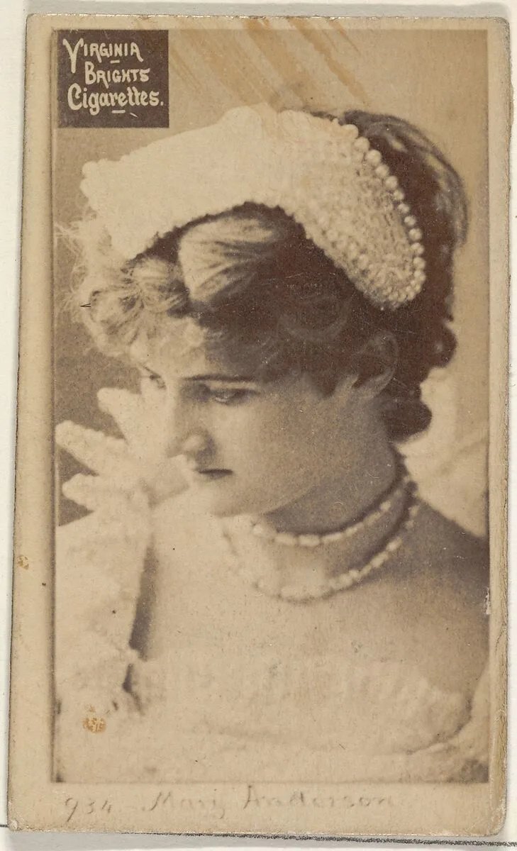 Card 934, Mary Anderson, from the Actors and Actresses series (N45, Type 2) for Virginia Brights Cigarettes — Allen & Ginter