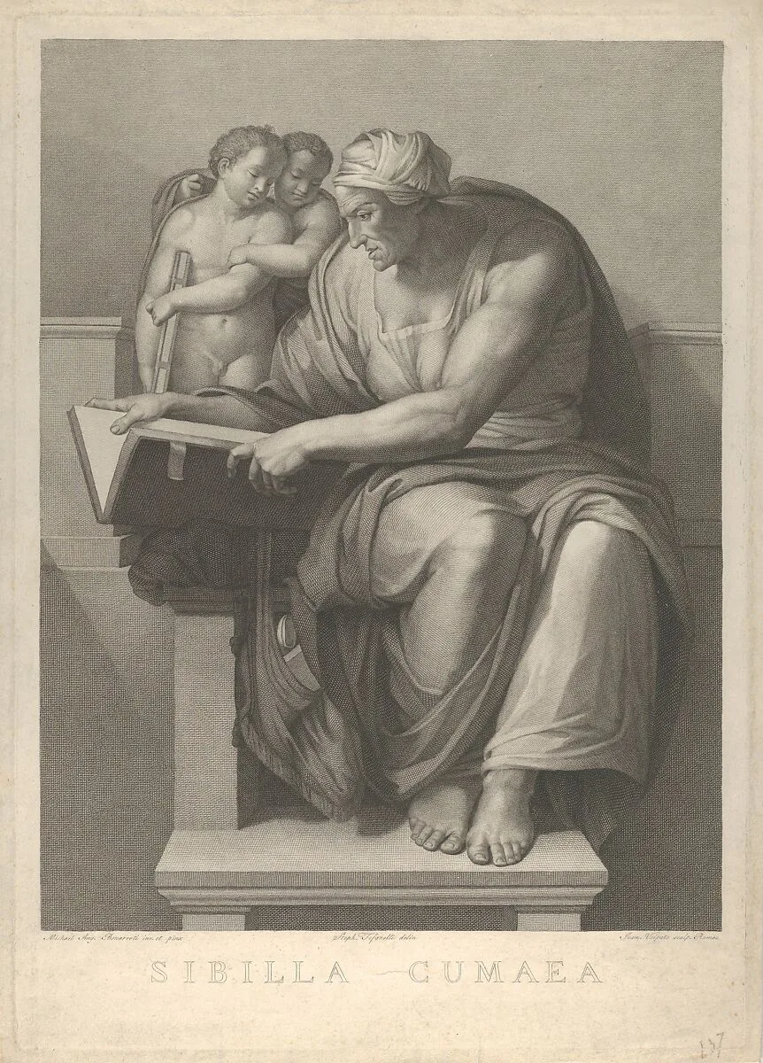 The Cumaean Sibyl after the fresco by Michelangelo in the Sistine Chapel — Stephano Tofanelli|Michelangelo Buonarroti|Giovanni Volpato