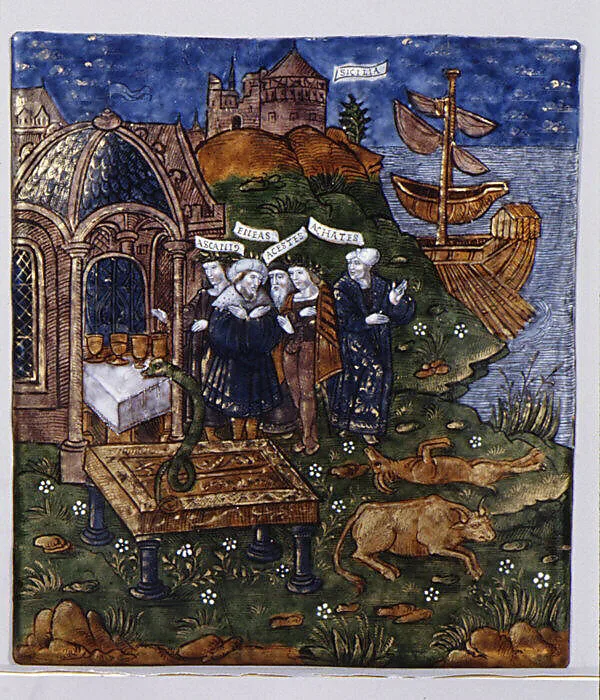 Aeneas and His Companions Sacrifice to the Gods before the Tomb of his Father, Anchises, in Sicily (Aeneid, Book V) — Master of the Aeneid