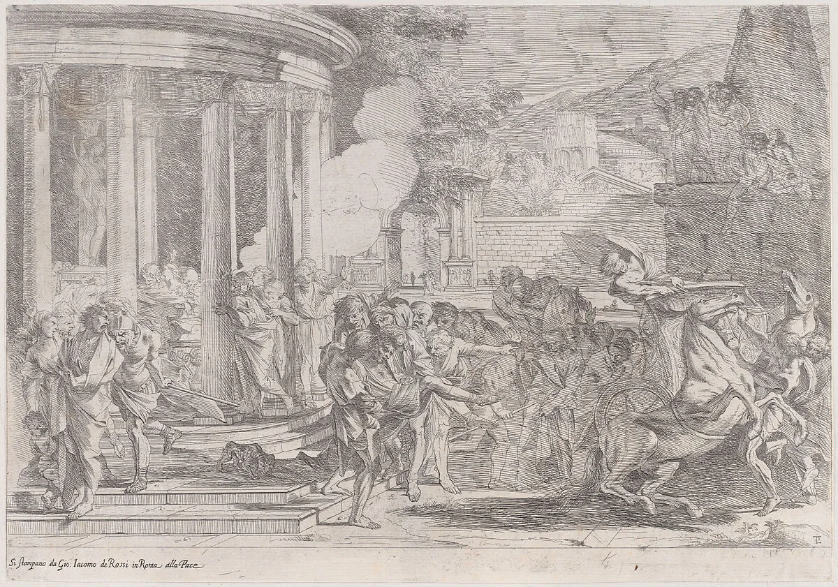 Sinorix carried from the temple of Artemis trying to escape the effects of the poisoning — Pietro Testa|Giovanni Giacomo De Rossi