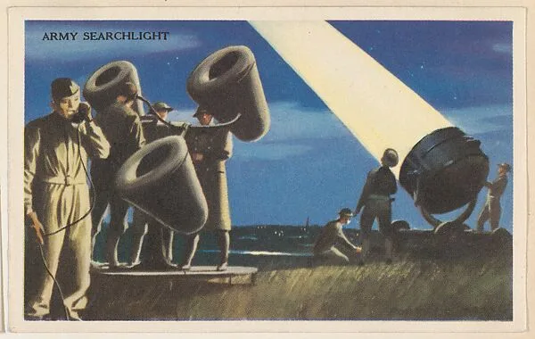 Army Searchlight, bakery card from the National Defense series (D59), issued by Bell Bakeries, Inc. — Bell Bakeries, Inc.