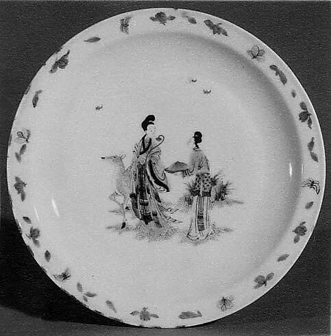 清康熙 景德鎮窯五彩仙女圖盤|Plate with fairies, deer, and bats