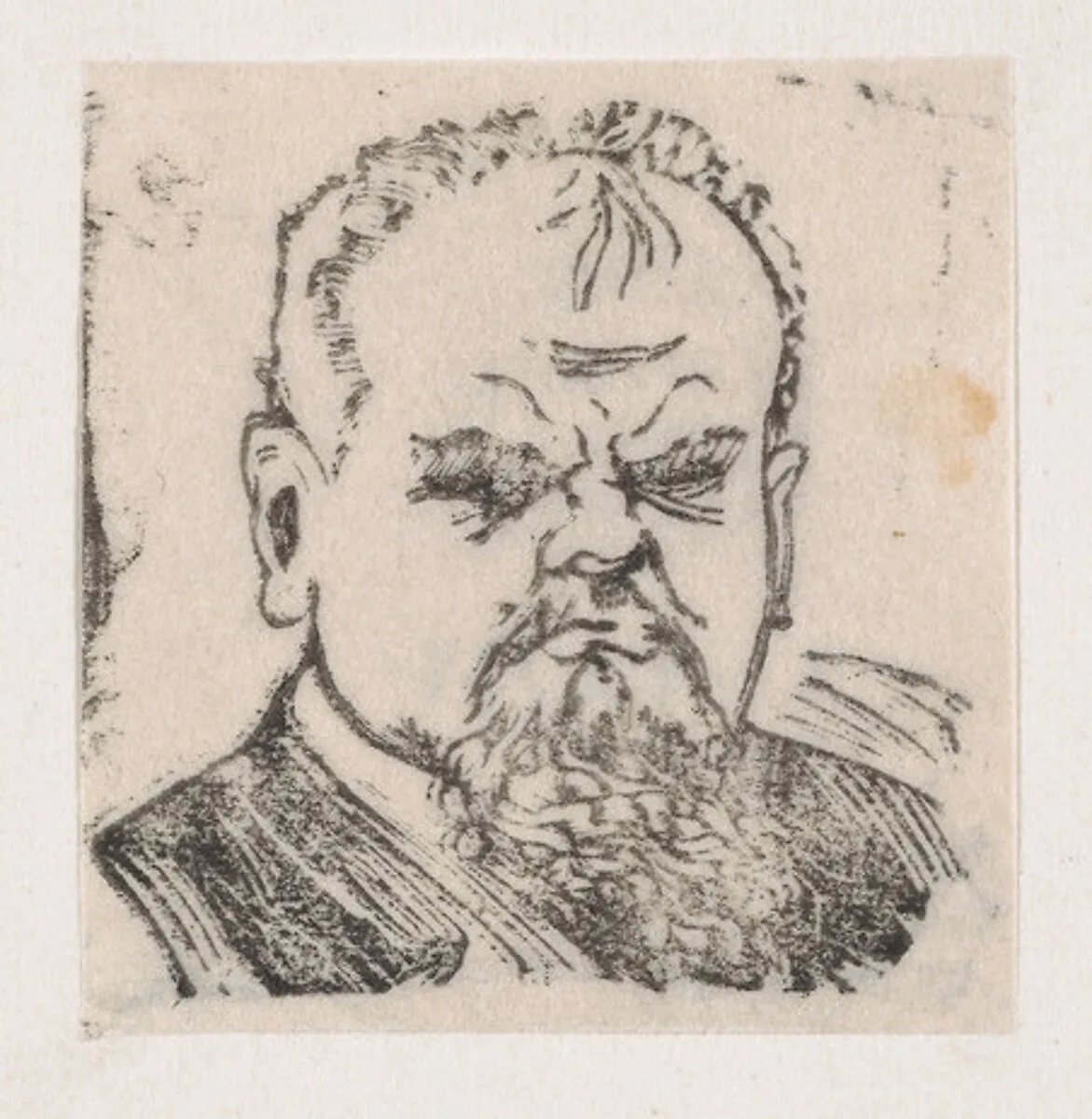 Head of an angry man with a beard — José Guadalupe Posada