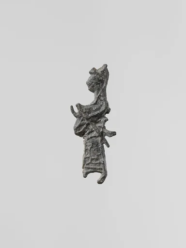 Lead figure of a goddess with spear and aegis, probably Athena
