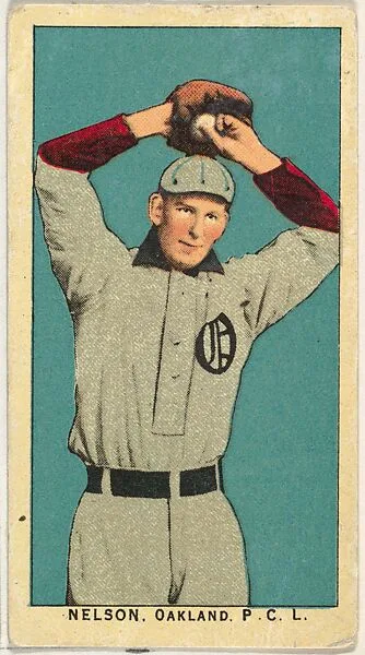 Nelson, Oakland, Pacific Coast League, from the "Obak Baseball Players" set (T212), issued by the American Tobacco Company to promote Obak Mouthpiece Cigarettes — American Tobacco Company