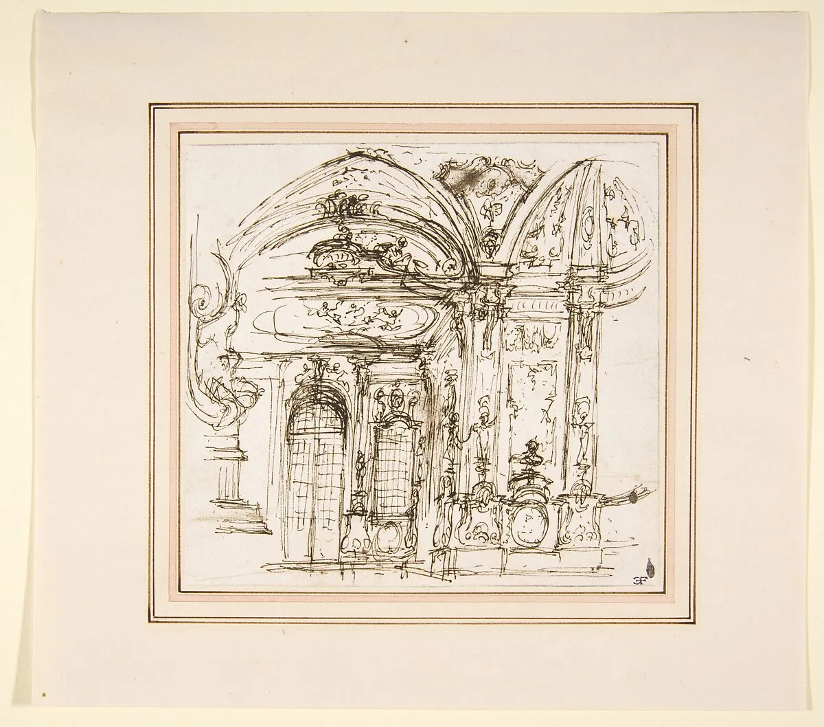 Design for a Stage Set: Highly Decorated Interior of a Palace — Giuseppe Valeriani