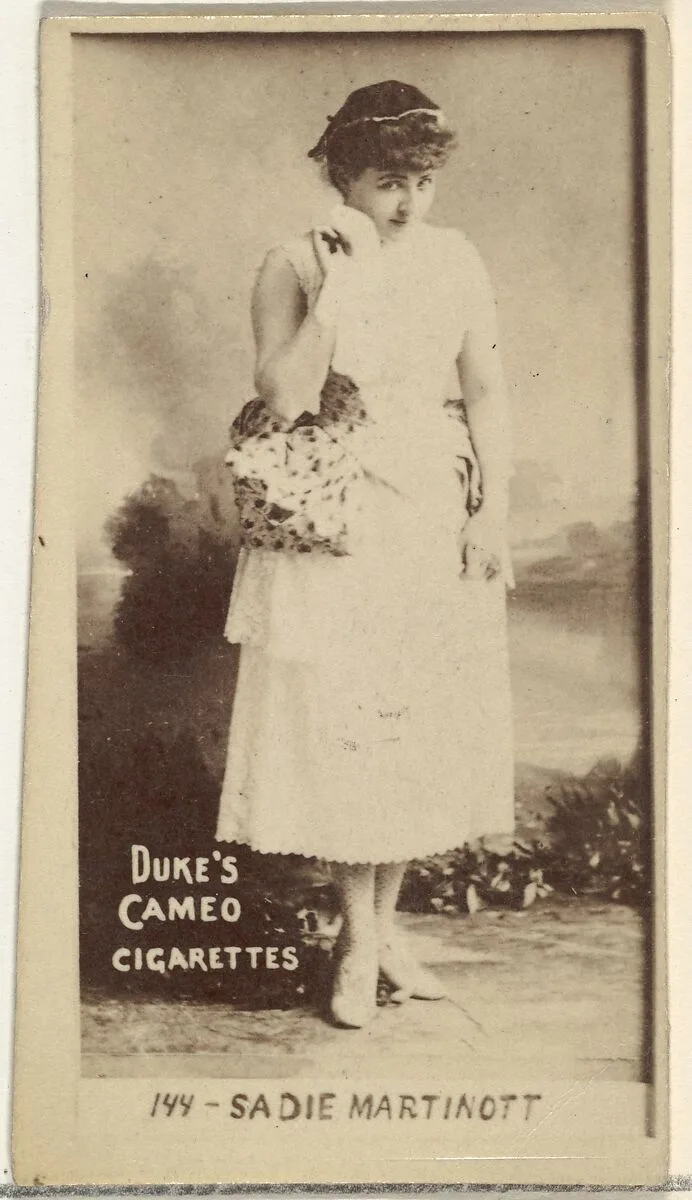 Card Number 144, Sadie Martinot, from the Actors and Actresses series (N145-4) issued by Duke Sons & Co. to promote Cameo Cigarettes — W. Duke, Sons & Co.