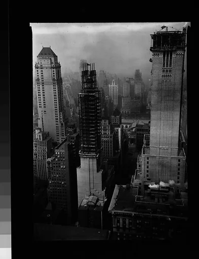[Lefcourt Colonial and Lincoln Building Construction Sites, From Roof of Chanin Building?, New York City]